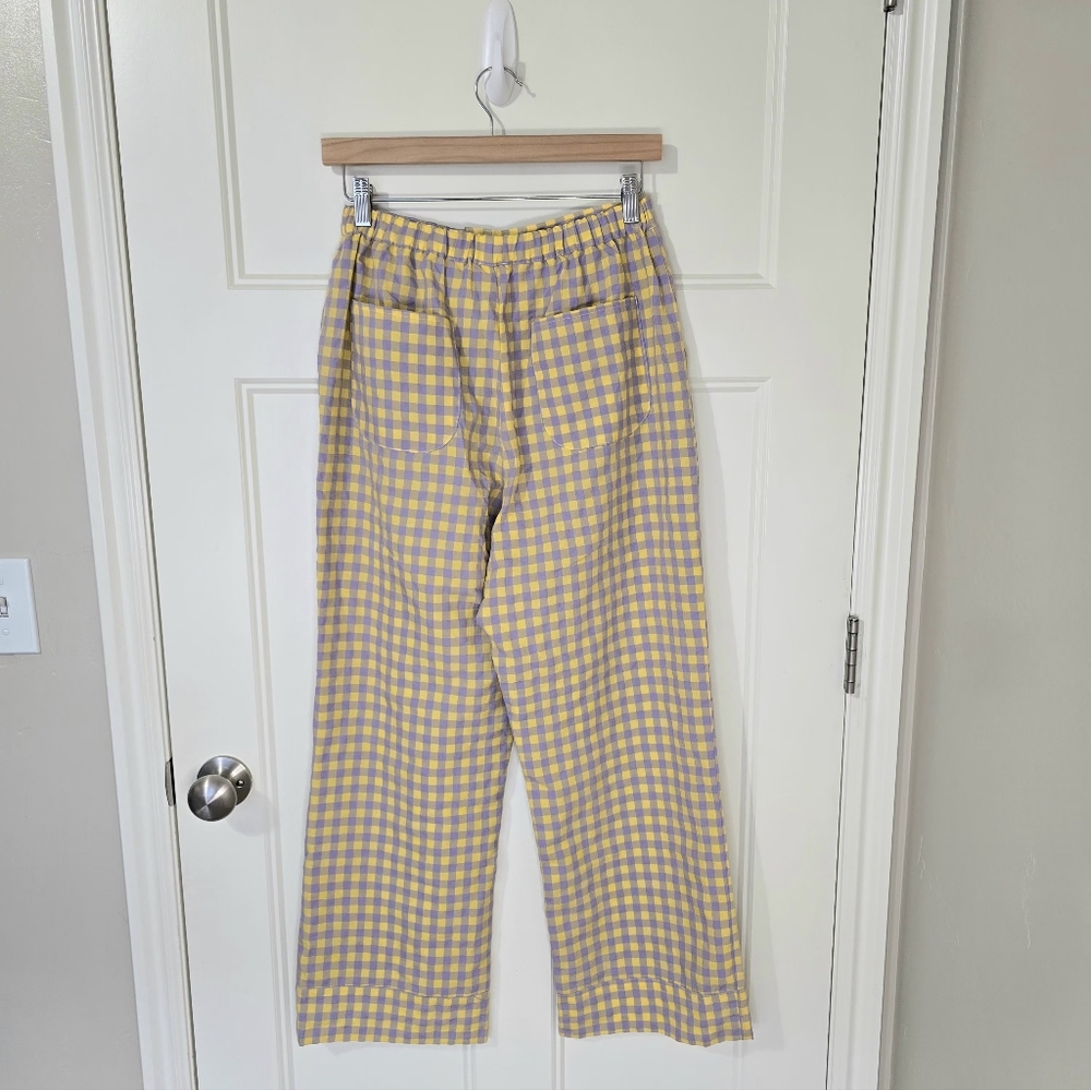 Anthropologie Yellow Violet Gingham Straight-Leg Pants - Women - Picture 4 of 13